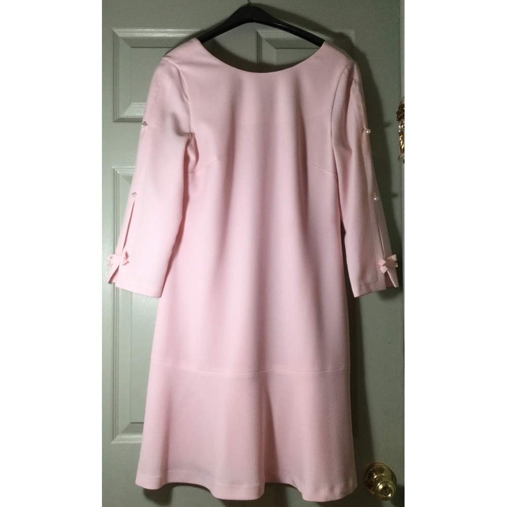Pink Dress with Pearl and Bow Sleeves